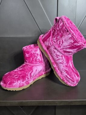 UGG Classic Mini II Kids 3Velvet Boot Raspberry Sorbet Hot Pink  Shearling Boots